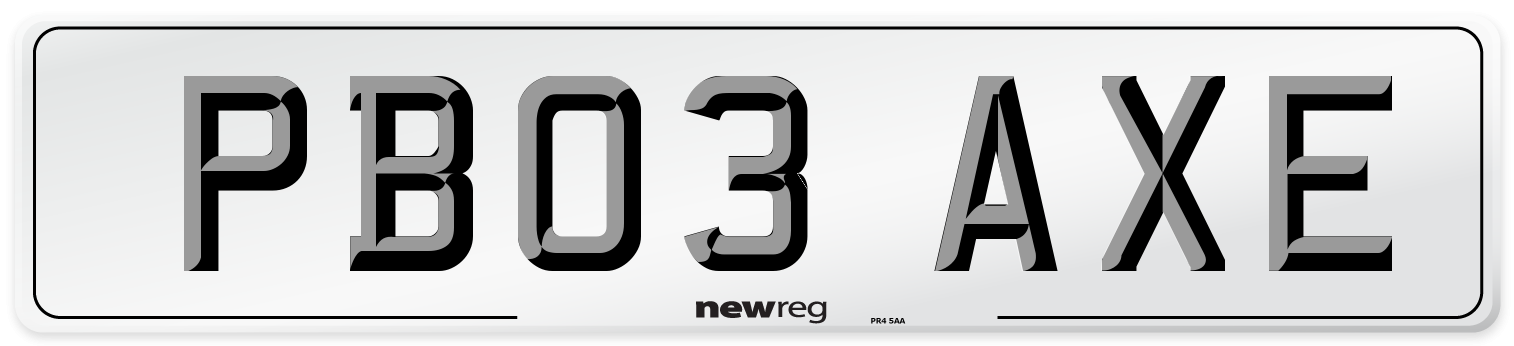 PB03 AXE Number Plate from New Reg